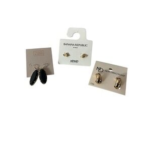 Banana Republic 14TH & UNION Earring ND Bundle Of 3 JEWELRY Gold‎ Black New